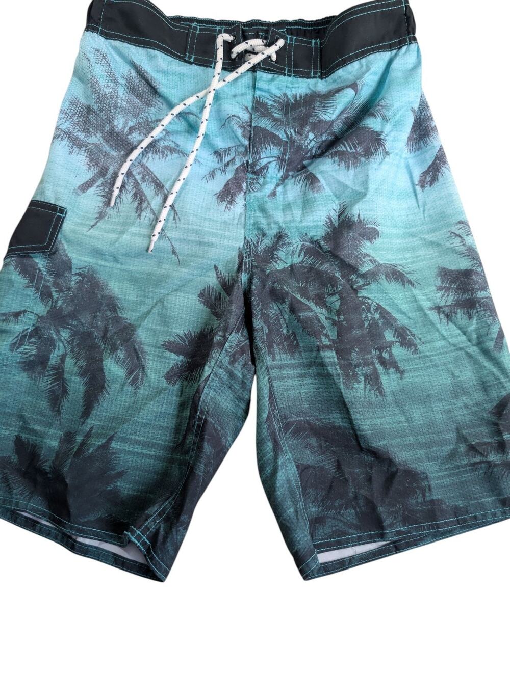 US Apparel Mens Swim Trunks With palm Design Long S Blue